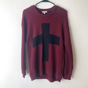 Kirra maroon grunge cross sweater dress